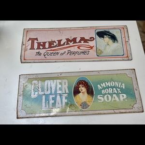 VINTAGE powder room signs